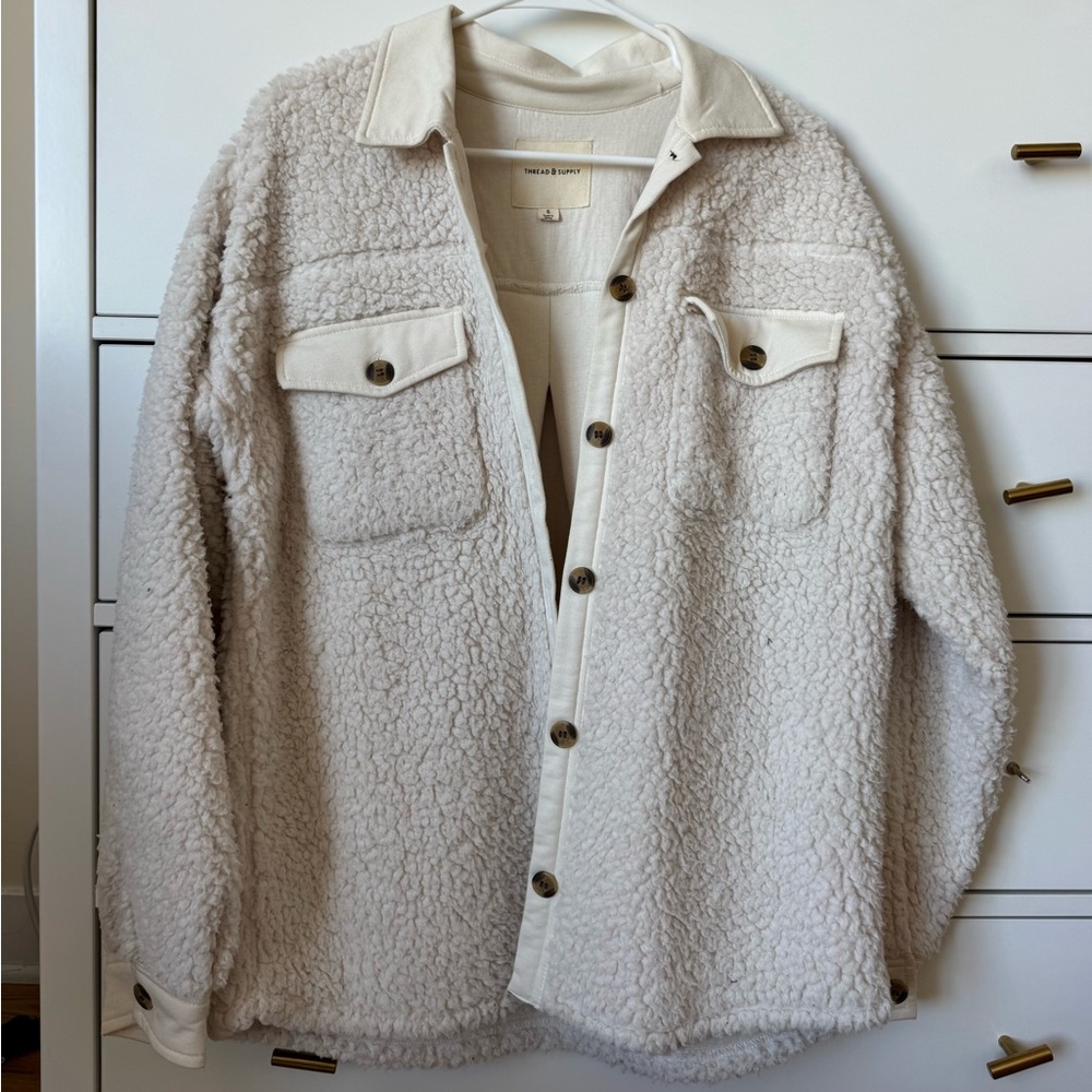 Thread & Supply Cream Sherpa Shacket Jacket